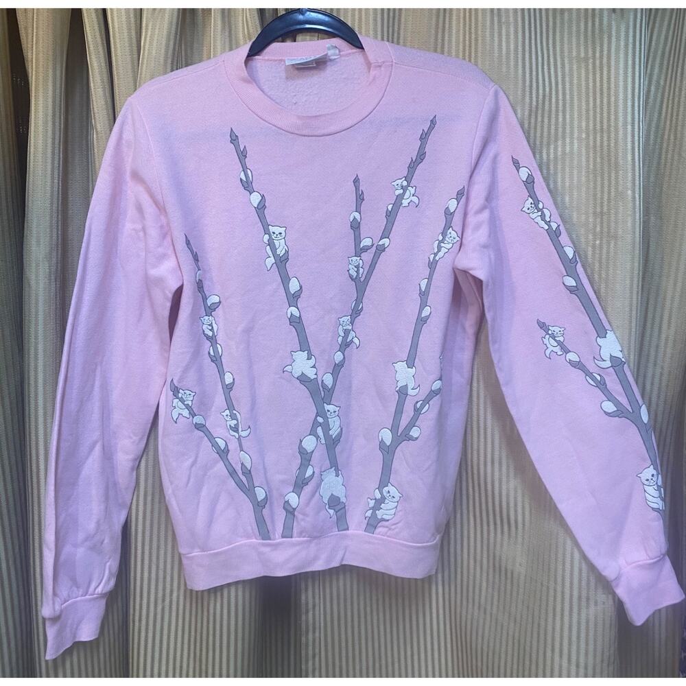 Scarab San Francisco Vintage Pink Sweatshirt, Cats Puff Paint, USA medium